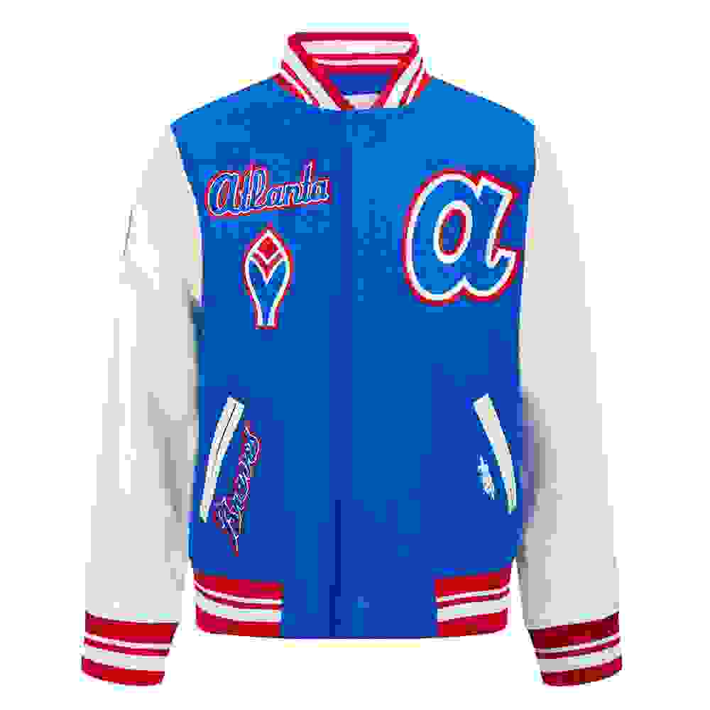 Pro Standard MLB Atlanta Braves Retro Classic Big Boys' Royal Rib Wool Varsity Jacket